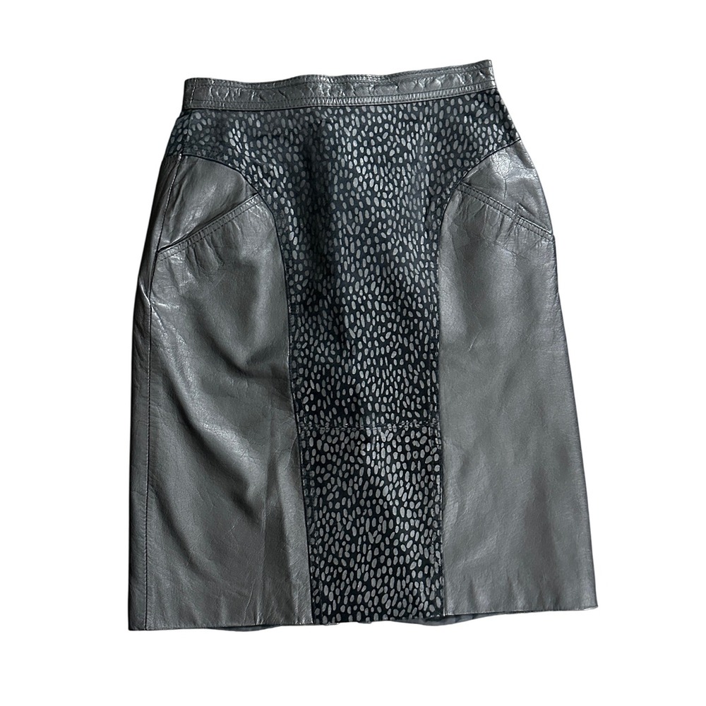 Vintage Winlit Black Leather Suede Skirt Womens 9/10 Knee Length Lined‎ Pencil